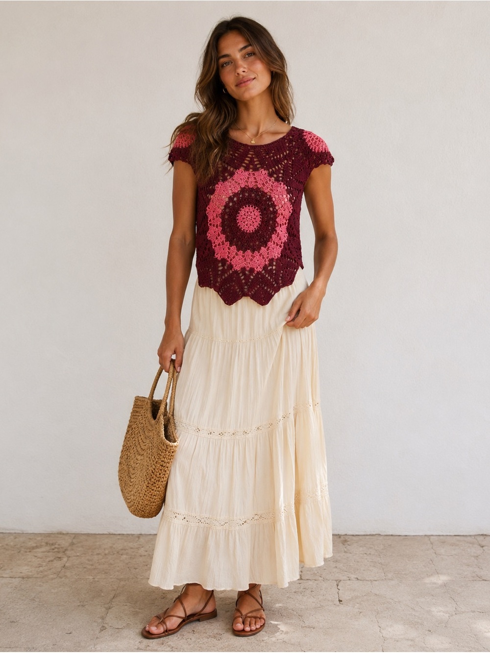 ZARA SHORT SLEEVE CROCHET TOP SIZE S